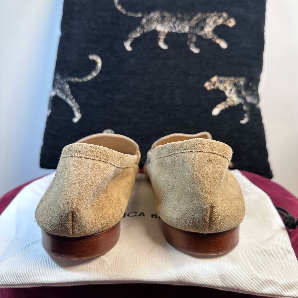 Veronica Beard Penny Loafer in Sand sude leather work classy flat like new - Picture 9 of 11